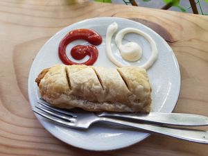 Vegan sausage roll at Sweet Release in Wellington