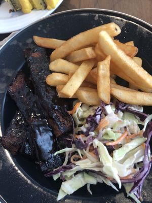 Ribs with chips and coleslaw at Sweet Release in Wellington