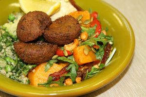 Kooks Kombo - Broadbean falafel and salad at Kooks Kitchen - Prahran Market in South Yarra