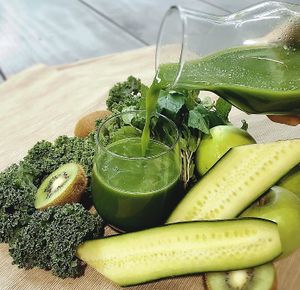 Kale and kiwifruit with cucumber, apple and mint at Kooks Kitchen - Prahran Market in South Yarra