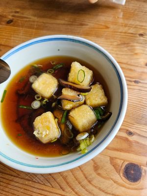 Agadashi tofu (after a few bites) at Tofu An in Binyamina