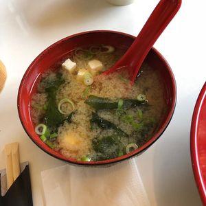 Miso soup at Tofu An in Binyamina