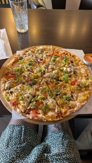 Vegan pizza at Village Pizza in Surbiton