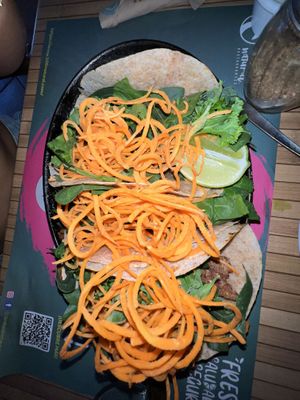 vegetarian tacos   at 100% Natural in Cancun