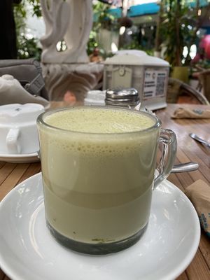Vegan matcha latte (request soy milk)  at 100% Natural in Cancun