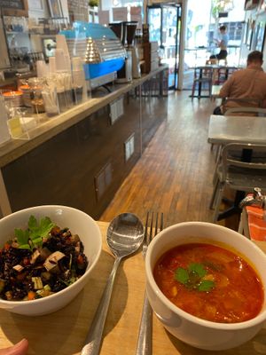 featured vegan soup & salad at Cafe Oranje in Hamilton