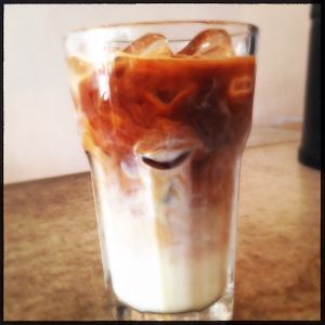 Iced caffè latte at Cafe Oranje in Hamilton