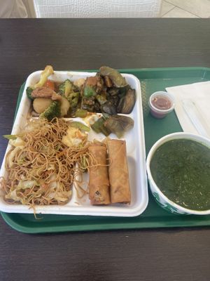 Noodles and sides at Water Drop Vegetarian House in Honolulu