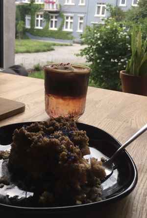 Cold brew and apple crumble   at Cafe Michelle in Warsaw