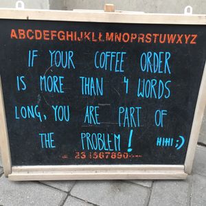 sassy board at Cafe Michelle in Warsaw