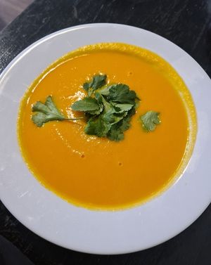 Pumpkin soup at Cafe Michelle in Warsaw