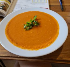 Carrot soup at Cafe Michelle in Warsaw