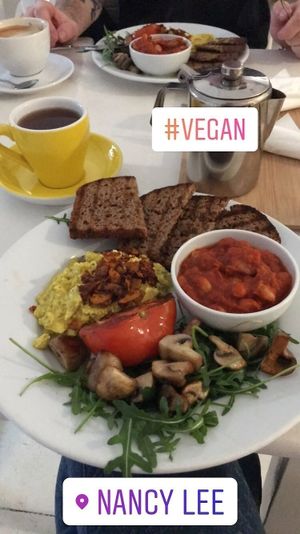 vegan english breakfast at Cafe Michelle in Warsaw