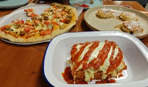 Vegan lasagna and pizza 🤤 at Veggie Box in St Petersburg