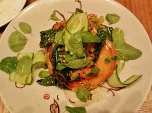 Thai pumpkin, lima bean puree, pistachios at Miss Kaplan in Tel Aviv