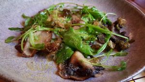Mushroom carpaccio at Miss Kaplan in Tel Aviv