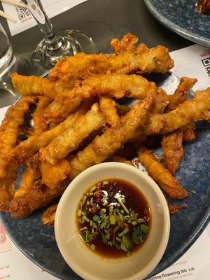 Vegan calamari made from mushrooms at Wagamama in Maidstone