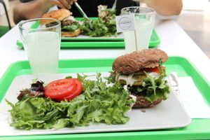 Burger meal. Looks nice but it didn´t taste like a burger should.  at Vegana Burgers - Atrium Saldanha in Lisbon