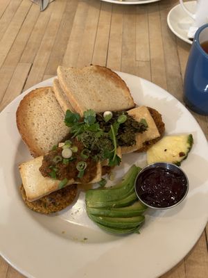 Green Egg and Ham Yam I Am (vegan with Tofu and avocado instead)   at Gabriel's Cafe in Nanaimo