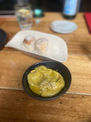 Bread and eggplant dip to start  at The Independent in Gembrook