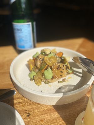 Palm hearts, sweet potato, avocado and turnip  at The Independent in Gembrook