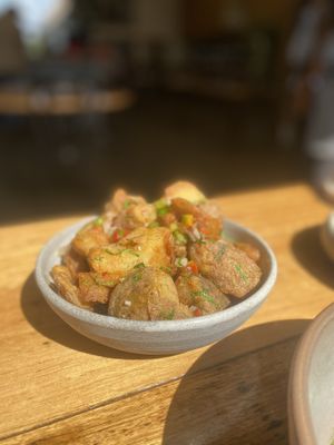 Roasted potatoes  at The Independent in Gembrook