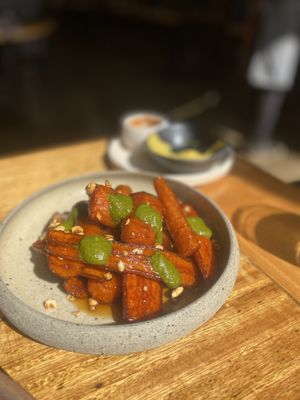 Smoked maple carrots, chilli, coriander, peanuts   at The Independent in Gembrook