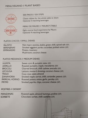 Vegan menu at The Independent in Gembrook