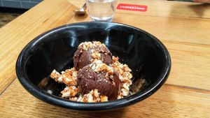 Sorbete - chocolate sorbet with chilli cashews at The Independent in Gembrook