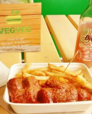 Currywurst at VegVeg in Karlsruhe