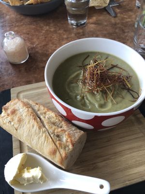Soup of the day with warm bread and nuttelex  at Kallista Tea Rooms in Kallista