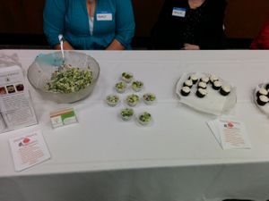 Mini cupcakes, and broccoli salad samples from Cottage Greens at Vegan Society of PEACE potluck. at Cottage Greens in Katy