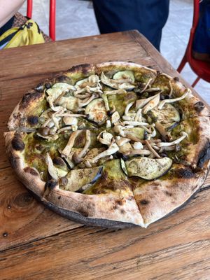 Green pesto, four mushrooms  at By Hand Cafe in Chiang Mai