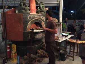 Pizza from wood fire at By Hand Cafe in Chiang Mai