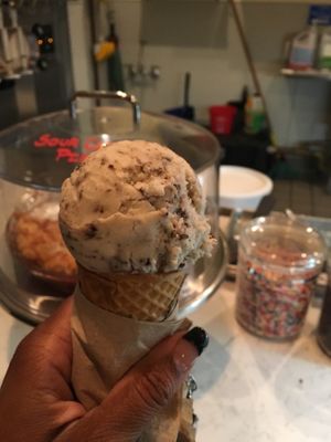 vegan Cookies n Cream on a sugar cone at Curbside Creamery in Oakland