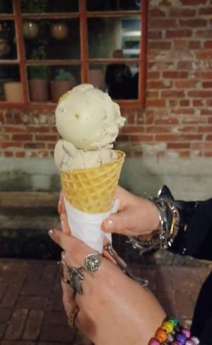 Pistachio and Earl Grey  at Curbside Creamery in Oakland