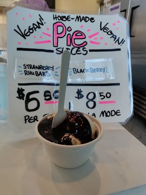 Salted caramel with chocolate sauce at Curbside Creamery in Oakland