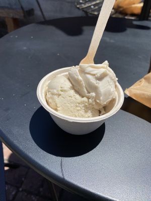 vegan pistachio and cookie dough   at Curbside Creamery in Oakland