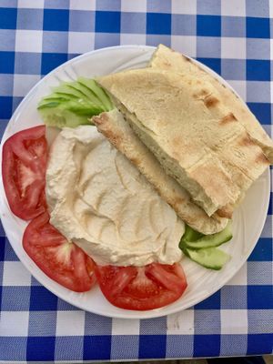 Hummus and Pita Bread  at St. Paul's Pillar Restaurant in Paphos