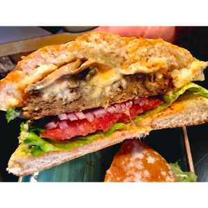 Vegan burger at Hans im Glück in Dusseldorf