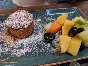 Muffin dessert at Hans im Glück in Dusseldorf