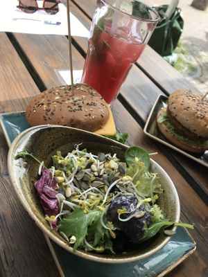 Nice Feuermeister and Salad at Hans im Glück in Dusseldorf