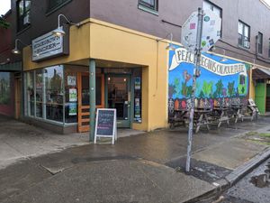 View from street corner at Homegrown Smoker in Portland