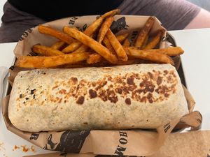 Mac and cheese burrito   at Homegrown Smoker in Portland