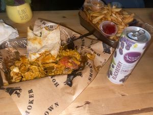 Drink is far too CBD-forward. Got me zooted cuh. Burrito is so good I had to turn it into a salad. Incredible food.   at Homegrown Smoker in Portland