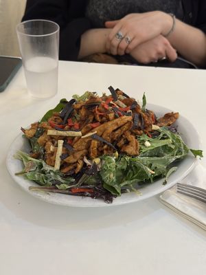 BBQ soy curl salad  at Homegrown Smoker in Portland
