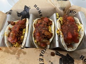 Breakfast tacos… just okay. Small portion.  at Homegrown Smoker in Portland