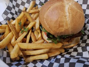 Vegan BBQ sandwich at Homegrown Smoker in Portland