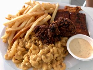 the a little bit of everything plate at Homegrown Smoker in Portland