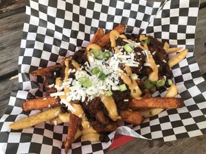 Chili cheese fries at Homegrown Smoker in Portland